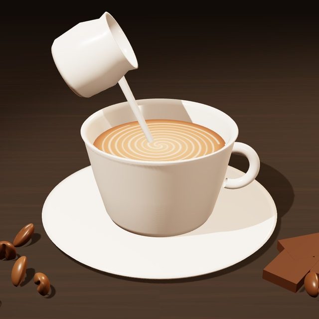 Milk pouring into the coffee